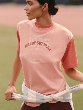 Anthropologie Daily Practice two tone Pink Short Sleeve Tee, New, XL